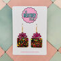Pink And Gold Christmas Present Glitter Resin Earrings, thumbnail 1 of 4