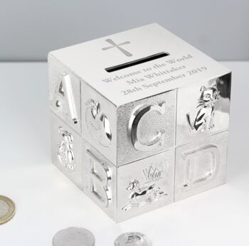 Personalised Cross Design Abc Money Box, 3 of 4