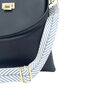 Navy Leather Tote Bag With Denim Blue Chevron Strap, thumbnail 2 of 8