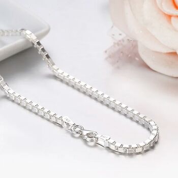 Mens Sterling Silver Medium Box Chain Necklace, 2 of 10
