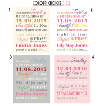 Personalised Baby Birth Details Print, 9 of 11