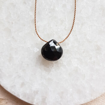 Minimalist Black Spinel Gemstone Silk Cord Necklace, 2 of 7