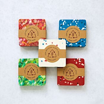 Set Of Four Recycled Plastic Square Coasters, 8 of 8