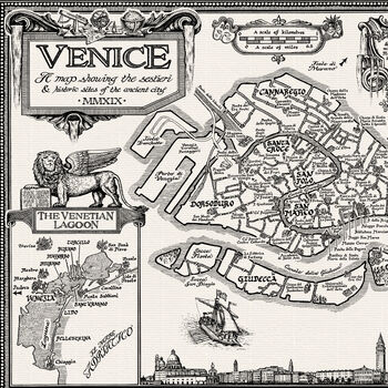 Venice Map Hand Drawn Fine Art Print, 6 of 12