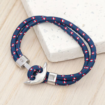 Personalised Men's Blue Rope Nautical Anchor Bracelet, 6 of 11