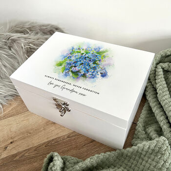 Personalised Forget Me Not Design Memory Box Three Sizes 22cm | 27cm | 30cm, 7 of 10