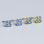 Sterling Silver Blue Crystal Stud Earrings, thumbnail 1 of 6