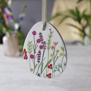 Set Of Three Ceramic Wildflower Easter Decorations, 2 of 8