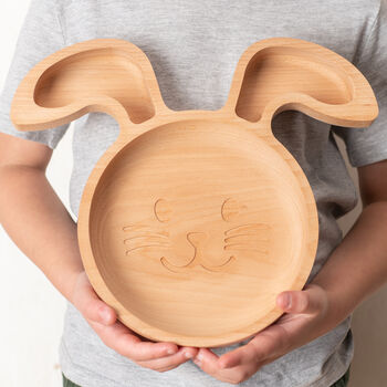 Personalised Wooden Rabbit Plate Made In Britain, 3 of 7