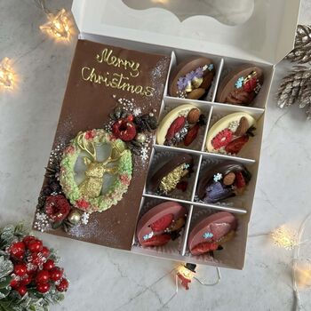 Chocolate Reindeer, Christmas Wreath Personalised Gift, 3 of 9