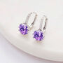 Purple Crystal Drop Huggie Statement Earrings, thumbnail 3 of 3