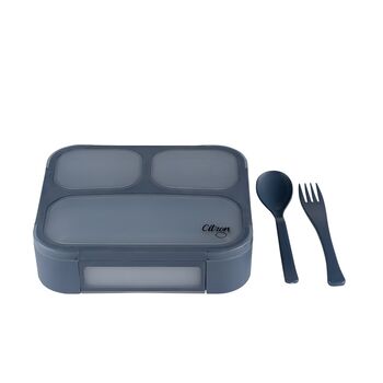 Citron Bento Style Lunch Box With Spoon And Fork, 3 of 5