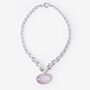 Pink Quartz Amulet Silver Chain Necklace, thumbnail 1 of 5