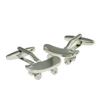 Personalised Silver Coloured Skateboard Cufflinks, 4 of 4