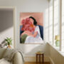 Female Pink Flower Portrait Art Print, thumbnail 2 of 4