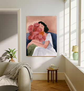 Female Pink Flower Portrait Art Print, 2 of 4