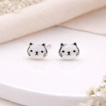 Sterling Silver Cat Stud Earrings – 8mm, 4 of 8