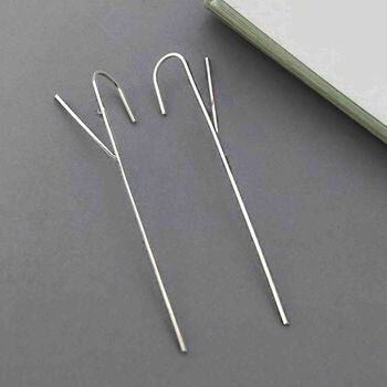 Black Oxidised Silver Split Bar Ear Cuff Earrings, 3 of 6