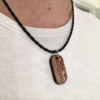 Personalised Woodgrain Men's Secret Message Necklace, 4 of 6