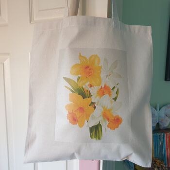 Daffodil Narcissus Print Cotton Tote Bag, 6 of 6