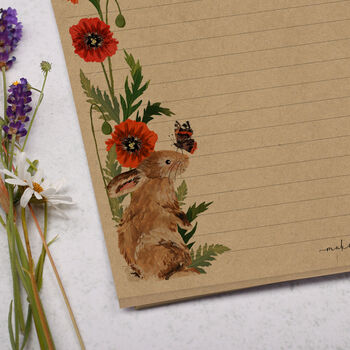 A4 Kraft Letter Writing Paper With Rabbit And Poppies, 2 of 4