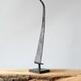 11th Anniversary Gift Tall Steel Elegant Taper Candle Holder. Hand Shaped Curved Handle Design, thumbnail 9 of 11
