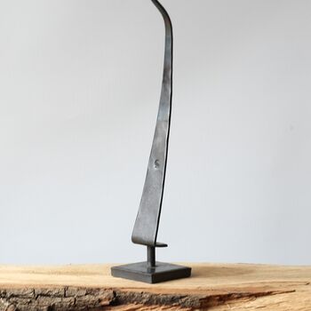 11th Anniversary Gift Tall Steel Elegant Taper Candle Holder. Hand Shaped Curved Handle Design, 9 of 11