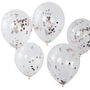 Rose Gold Pick And Mix Confetti Balloons Five Pack, thumbnail 2 of 3