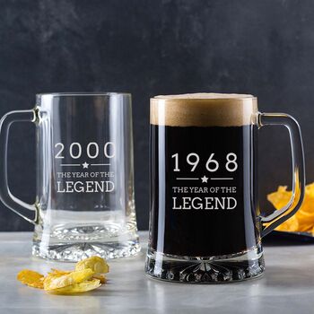 Personalised Engraved Year Of The Legend Mens Beer Tankard, 5 of 6