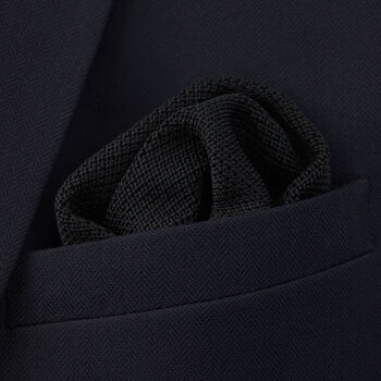 Wedding Handmade Polyester Knitted Pocket Square In Black, 3 of 12