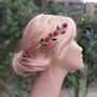 Handcrafted Red Rose Hair Pins Set Of Three, thumbnail 1 of 8