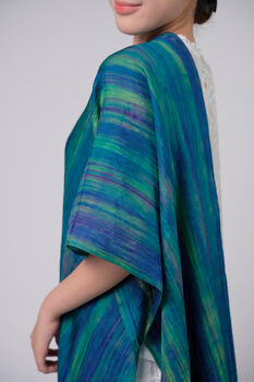 100% Mulberry Silk Scarf, Emerald Green, Aurora Borealis In Gift Box, 10 of 10