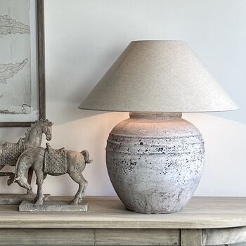Marlowe Grey Distressed Stone Effect Table Lamp, 4 of 4