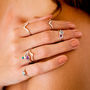 Holi Jewel Birthstone Silver V Stacking Ring, thumbnail 2 of 8