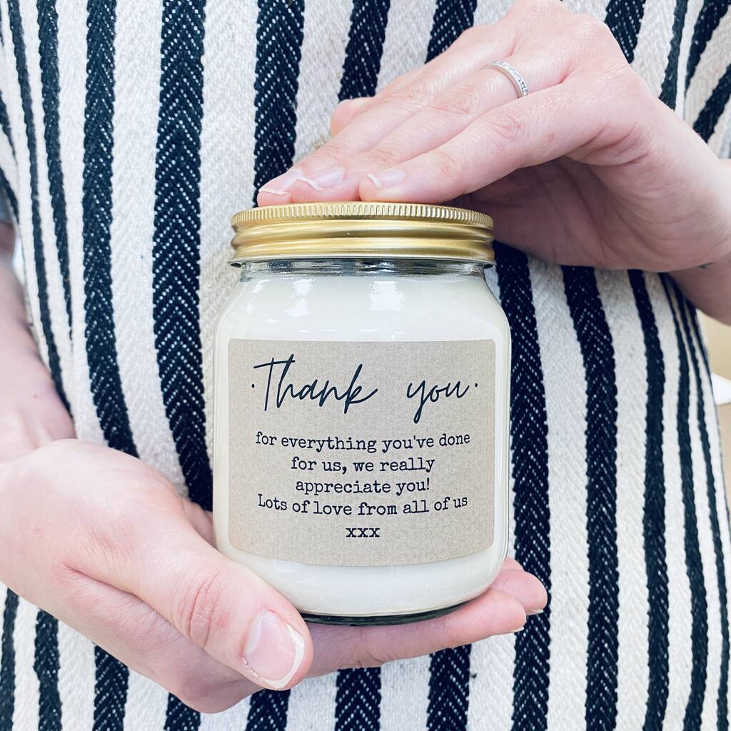 Personalised Thank You Message Soy Scented Candle By Lollyrocket Candle Co Notonthehighstreet Com