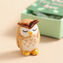 Tiny Matchbox Ceramic Owl Token, thumbnail 2 of 3