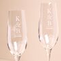 Set Of Two Personalised Initial Champagne Glasses, thumbnail 2 of 3