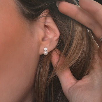 Bridal Party Sterling Silver Pearl Drop Earrings Gift, 2 of 7