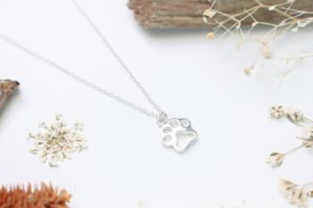 Sterling Silver Paw Print Necklace, 3 of 5
