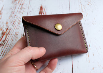 Italian Leather Button Wallet Brown, 6 of 8