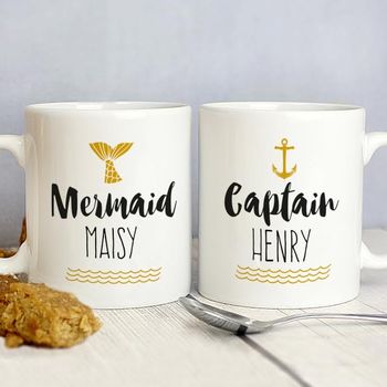 Personalised Mermaid And Captain Mug Set, 3 of 3