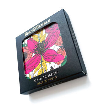 Bright Floral Coasters Box Set Round Heat Resistant, 3 of 8