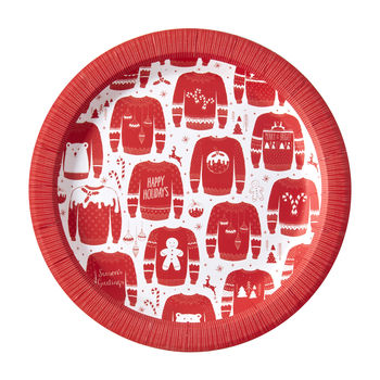 Red And White Christmas Jumper Paper Plates, 2 of 3
