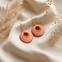 Orange And Cream Geometric Circular Earrings • Gold Plated Sterling Silver Hooks, thumbnail 1 of 12