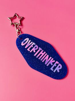 The 'Overthinker' Sparkly Motel Keyring / Relatable Gift For Her / Birthday Gift Or Stocking Filler, 6 of 7