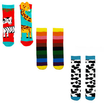 Set Of Three Children's Socks In A Gift Box Cows, 2 of 2