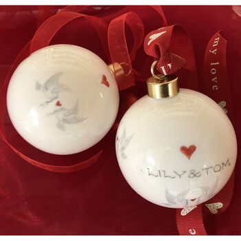 Dove And Heart Bone China Bauble, 3 of 4