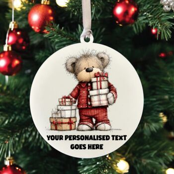 Personalised Christmas Teddy Bear Family Hanging Bauble Decoration, 6 of 10