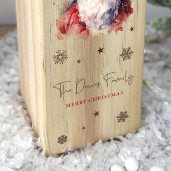 Personalised Any Message Traditional Santa Wooden Tea Light Holder 10cm H X Five.5cm W X Five.5cm D, 4 of 6