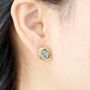 Large Abalone Stone Statement Studs, Abalone Shell Stone Earrings, thumbnail 2 of 7